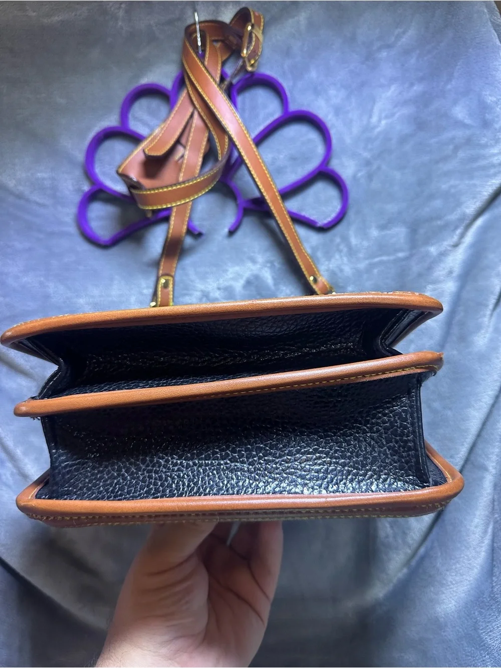 Dooney & Bourke Black and Brown Pebbled Leather Messenger Bag
